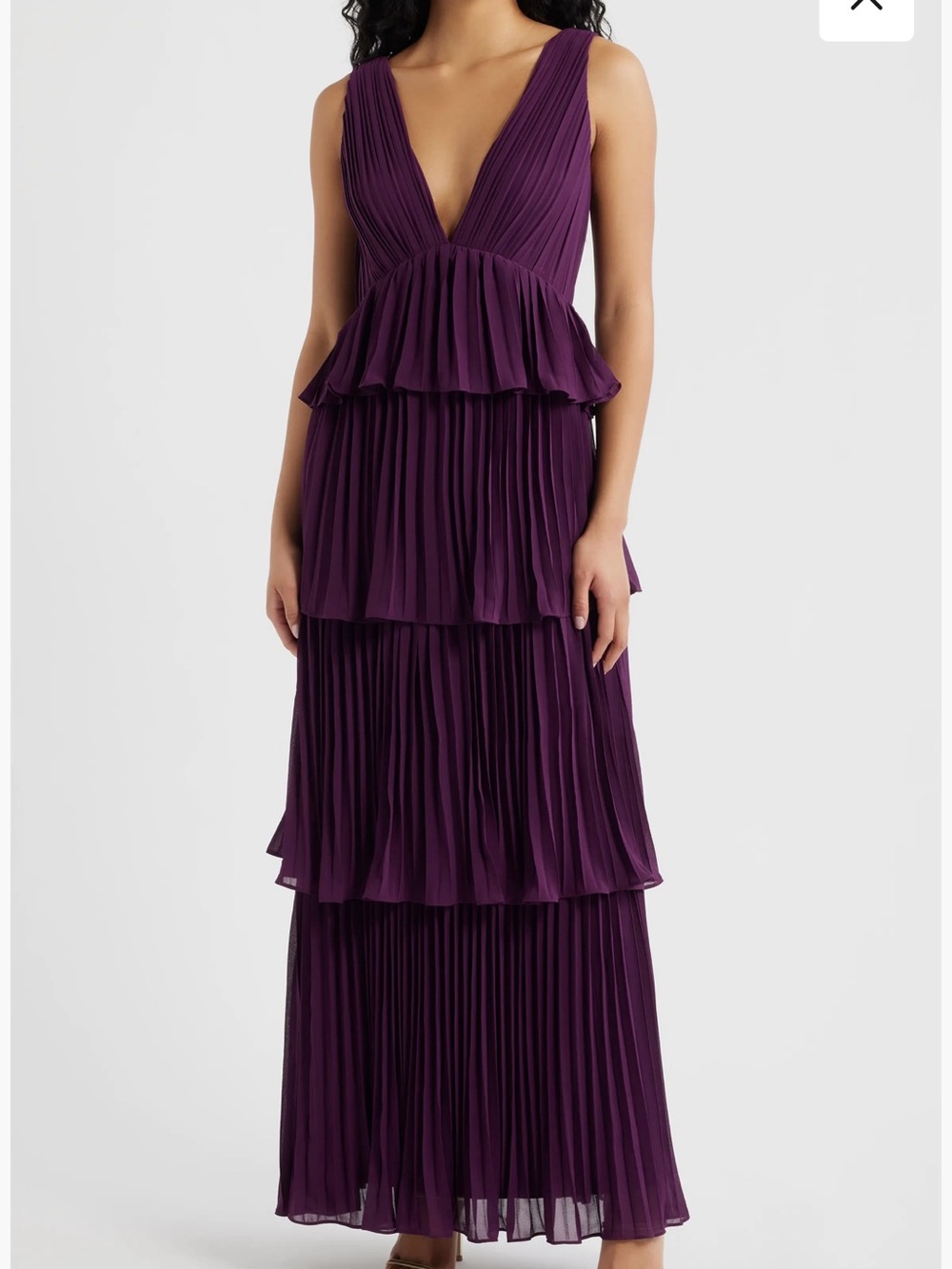 Lulu’s Tiered Gown Pleated in Deep Plum